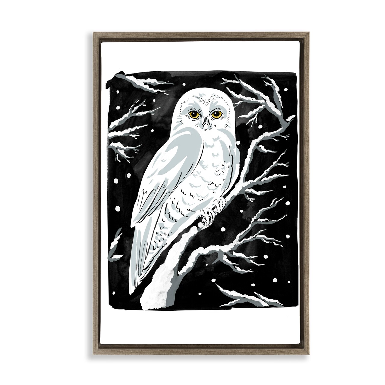 Stupell Industries Forest Owl & Calm Snowfall Floating Frame Design by Hannah Moren